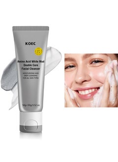 KOEC Amino Acid White Mud Double Care Facial Cleanser,Daily Face Wash of Double Care and Effects,Cleansing Mud Mask & Amino Acid Cleansing All in One Gentle Face Cleanser,Moisturising and Deep Cleansing for All Skin Types,3.52 Oz  - Image 1
