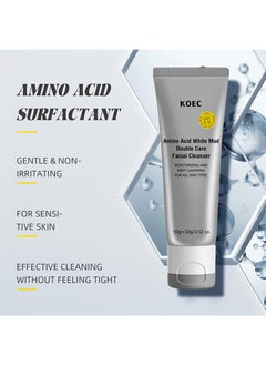 KOEC Amino Acid White Mud Double Care Facial Cleanser,Daily Face Wash of Double Care and Effects,Cleansing Mud Mask & Amino Acid Cleansing All in One Gentle Face Cleanser,Moisturising and Deep Cleansing for All Skin Types,3.52 Oz  - Image 4