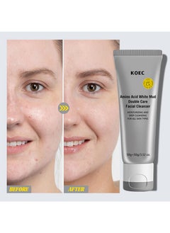 KOEC Amino Acid White Mud Double Care Facial Cleanser,Daily Face Wash of Double Care and Effects,Cleansing Mud Mask & Amino Acid Cleansing All in One Gentle Face Cleanser,Moisturising and Deep Cleansing for All Skin Types,3.52 Oz  - Image 3