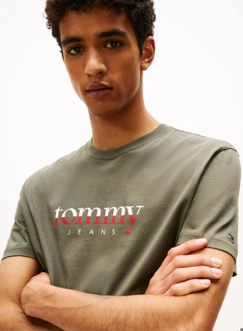 تومي جينز تيشيرت جيرسي بياقة دائرية بشعار - Image 5