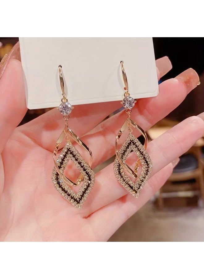 Goolsky Exquisite Double-Layer Sparkling Synthetic Zirconia A Pair of Stylish Drop Earrings, Made of Alloy, Featuring a Elegant Style, Suitable for Women's Daily Wear, Perfect As a Gift for Her - Image 2