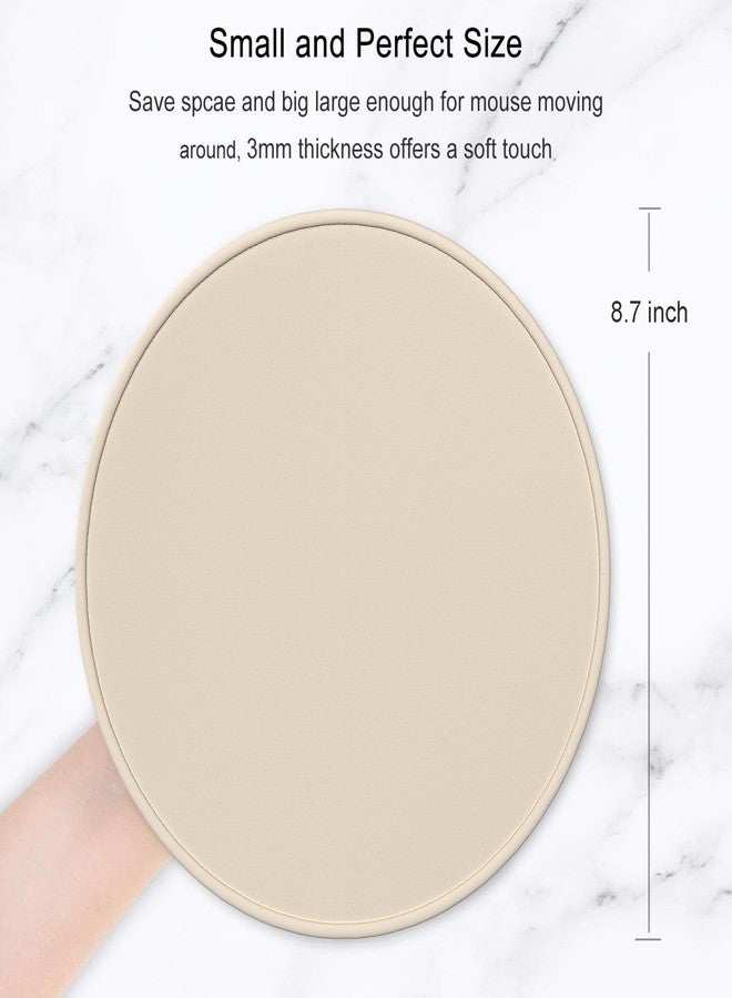 Hsurbtra Mouse Pad, Premium-Textured Small Round Mousepad 8.7 x 8.7 Inch Beige, Stitched Edge Anti-Slip Waterproof Rubber Pretty Cute Computer Mat for Office Home Gaming Laptop Men Women Kids - Image 2
