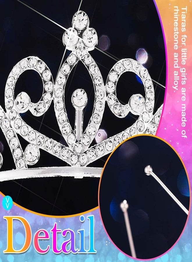 كيلشي تاج كيلشاي المرصع بأحجار الراين للبنات، تاج أميرة صغير، طوق رأس مرصع بالكريستال لأعياد الميلاد (فضي) - Image 3