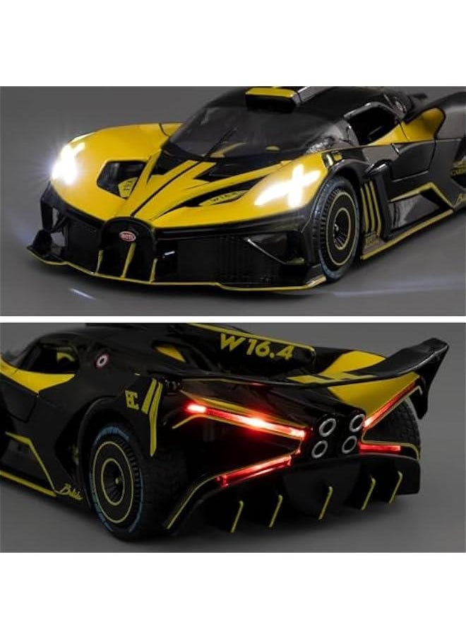 Generic - 1/24 Scale Bugatti Bolide Alloy Toy Car, Sound and Light Pull Back Collection 4 Doors Opend Toy Vehicles for Kids Gift Yellow - Image 1