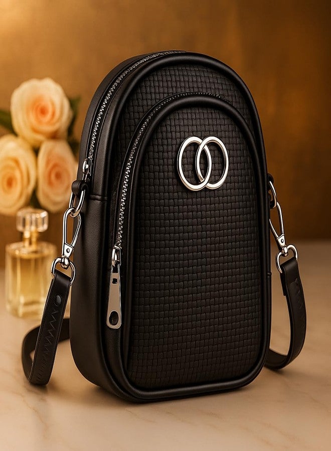 CULT FACTORY Stylish Black Sling Bag for Women Latest Sling Bags for Women Beautiful One Side Bag (Black) - Image 2