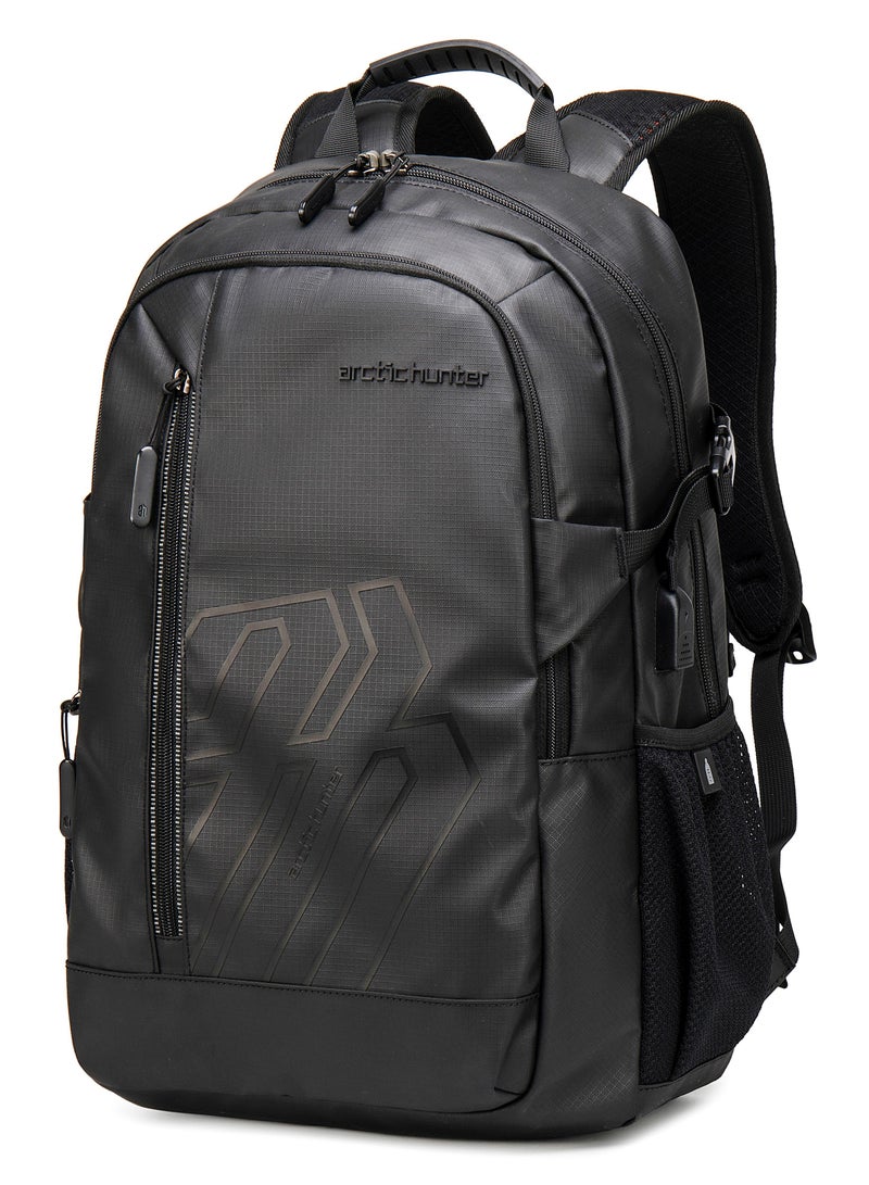 ARCTIC HUNTER laptop backpack for unisex 28l travel backpack with 15.6-inch laptop pocket compartment business backpack with power bank usb port water resistant premium office backpack b00387 black - Image 1