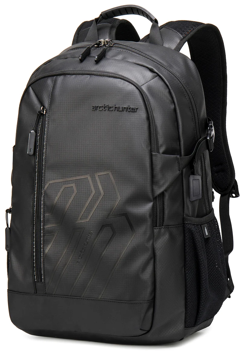Arctic Hunter Laptop Backpack For Unisex 28L Travel Backpack with 15.6-inch Laptop Pocket Compartment Business Backpack with Power Bank USB Port Water Resistant Premium Office Backpack, B00387, black