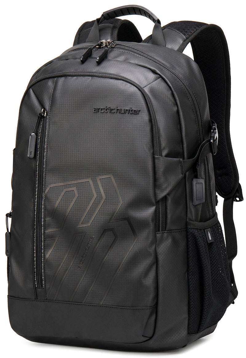 ARCTIC HUNTER Laptop Backpack For Unisex 28L Travel Backpack with 15.6-inch Laptop Pocket Compartment Business Backpack with Power Bank USB Port Water Resistant Premium Office Backpack, B00387, black - Image 1