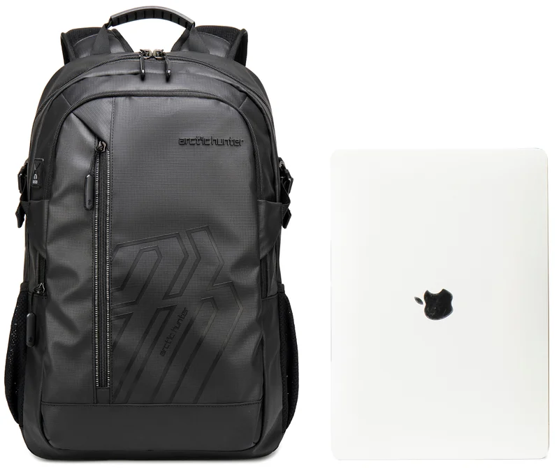 Arctic Hunter black Laptop Backpack For Unisex 28L Travel Backpack with 15.6-inch Laptop Pocket Compartment Business Backpack with Power Bank USB Port Water Resistant Premium Office Backpack, B00387, black for Men | Best Price UAE