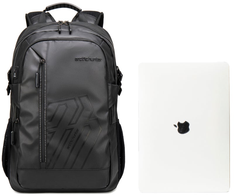 ARCTIC HUNTER Laptop Backpack For Unisex 28L Travel Backpack with 15.6-inch Laptop Pocket Compartment Business Backpack with Power Bank USB Port Water Resistant Premium Office Backpack, B00387, black - Image 3