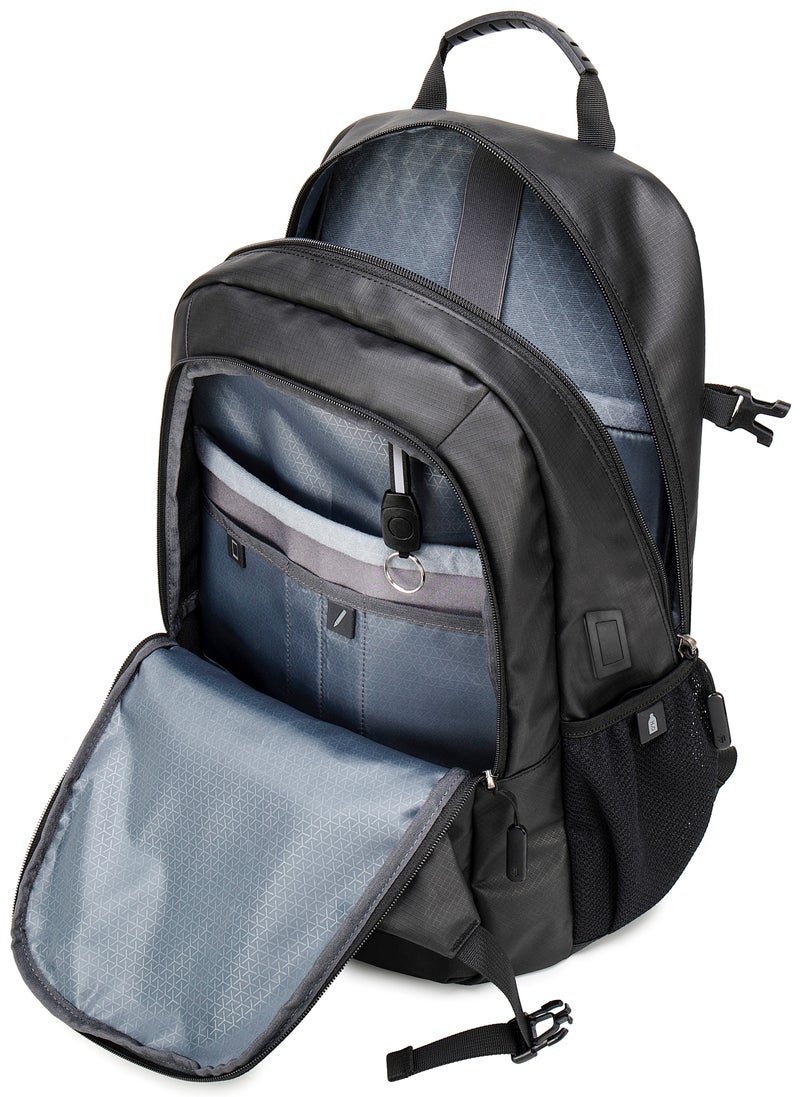ARCTIC HUNTER Laptop Backpack For Unisex 28L Travel Backpack with 15.6-inch Laptop Pocket Compartment Business Backpack with Power Bank USB Port Water Resistant Premium Office Backpack, B00387, black - Image 4