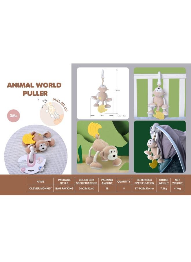 Generic - Baby Animal Plush Bed Hanging Toy Baby Trolley Hanging Pendant Soothing Teeth Gum Music Box Lala-Color:Cute Monkey Cheer - Image 1