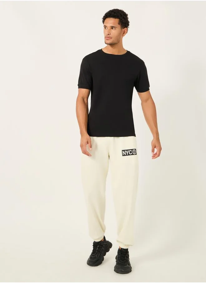 ستايلي Graphic Print Cotton Rich Fleece Relaxed Fit Joggers