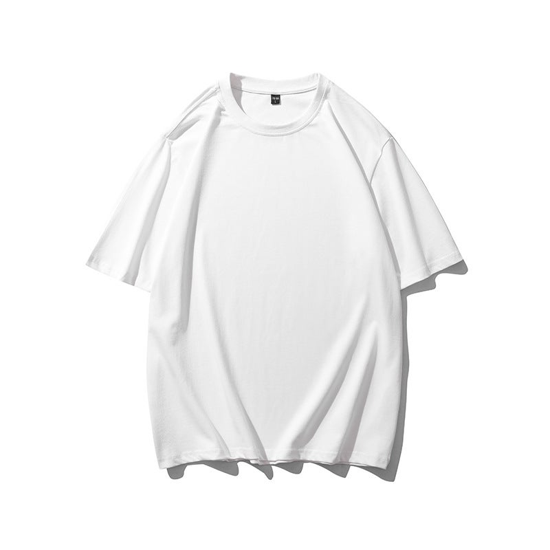 250G Heavy Korean Cotton Short Sleeve Men'S Crewneck 2025 Summer Ins Loose Shoulder Bottoming Top White T-Shirt - Image 1