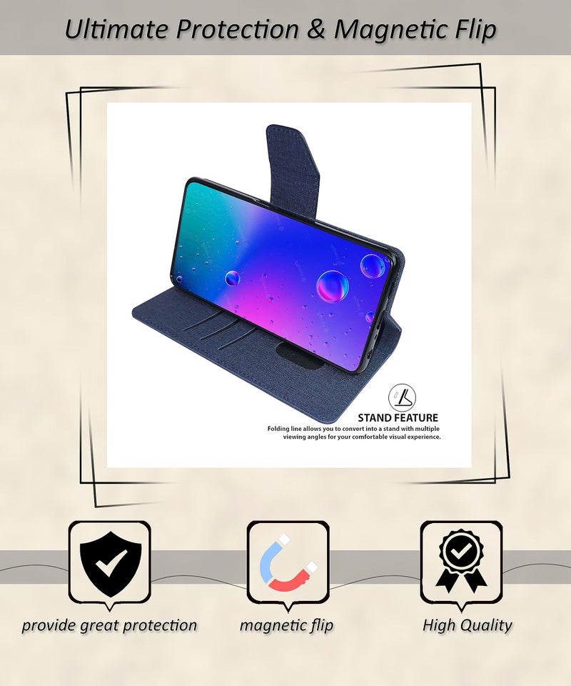 SBMS Flip Cover for Realme P4 Pro 5G (6.8-inch) Back Cover Case with Magnatic Closure | Inbuilt Stand | Card & Money Pocket (Mat Blue) - Image 3