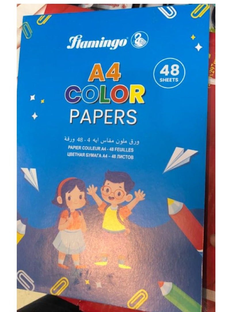 Flamingo A4 Color Paper Book 48 Sheets Assorted Color - Image 1