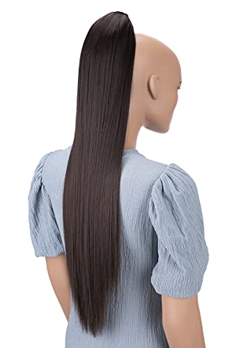 CAISHA 28 Extra Long Straight Ponytail Hairpiece Heatresistant Synthetic Fibres Brown H160