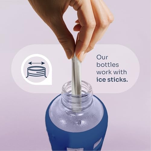 purifyou 40oz / 32oz / 22oz / 12oz Borosilicate Glass Water Bottle with Time & Volume Markers, Silicone Sleeve, Stainless Steel Lid – Reusable Glass Bottle for Water & Juice (32oz Chinese Porcelain) - Image 5