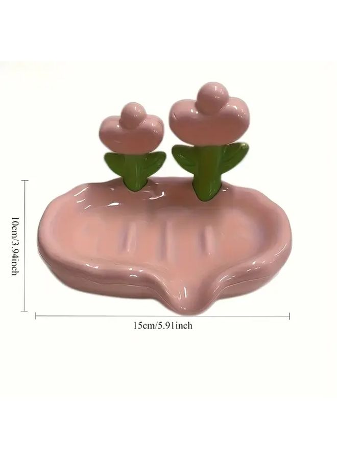 Oval White Soap Dish Self Draining Soap Holder Cute Bathroom Accessories - Image 3