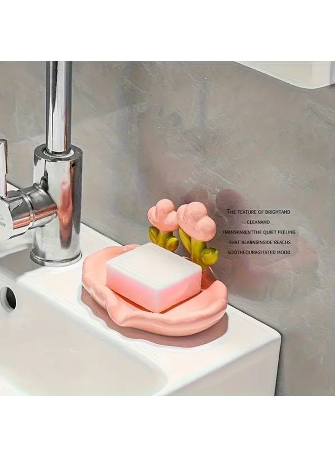 Oval White Soap Dish Self Draining Soap Holder Cute Bathroom Accessories - Image 5