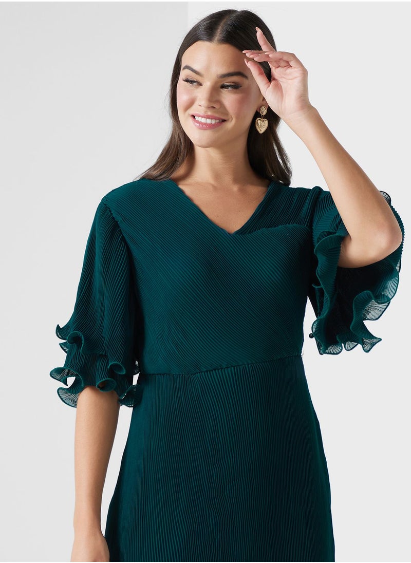 ELLA Flouncy Sleeve Pleated Dress  - Image 3