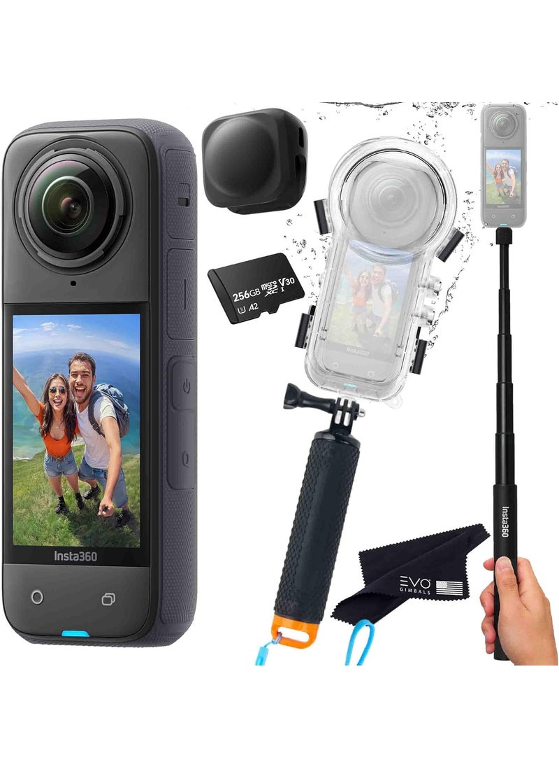 Insta360 Insta360 X4 Dive Bundle Waterproof 360 Action Camera with 12 48MP Sensors 8K 360 HDR Video 72MP 360 Photo Bundle Includes Selfie Stick Floating Grip Lens Cap 256GB  - Image 1