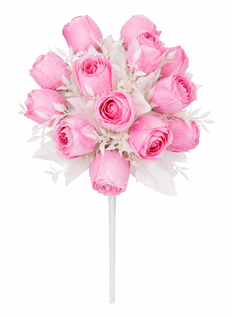 Artificial Flowers Lotus Bouquet, 12 Heads, Pink Color, 44Cm, For Vase Decoration, Table Centerpiece And Home Decor - Image 1
