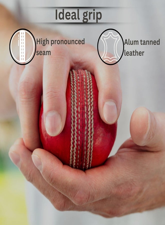 MOSVOLD Professional Grade Red Leather Cricket Ball - Handcrafted, Weather Resistant, Ideal for Club & Professional Matches | Durable & Superior Performance - Image 4
