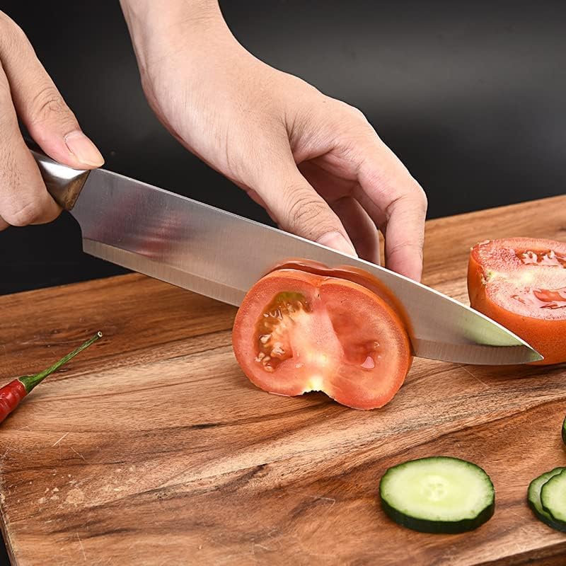 Capmora Premium Stainless Steel Kitchen Knife Set Chefs Knife Butcher Knife Sharp NonStick Soft Handles Cutting Meat Heavy Duty Blade Butcher Meat Stainless Steel Knife SilverCB - Image 4