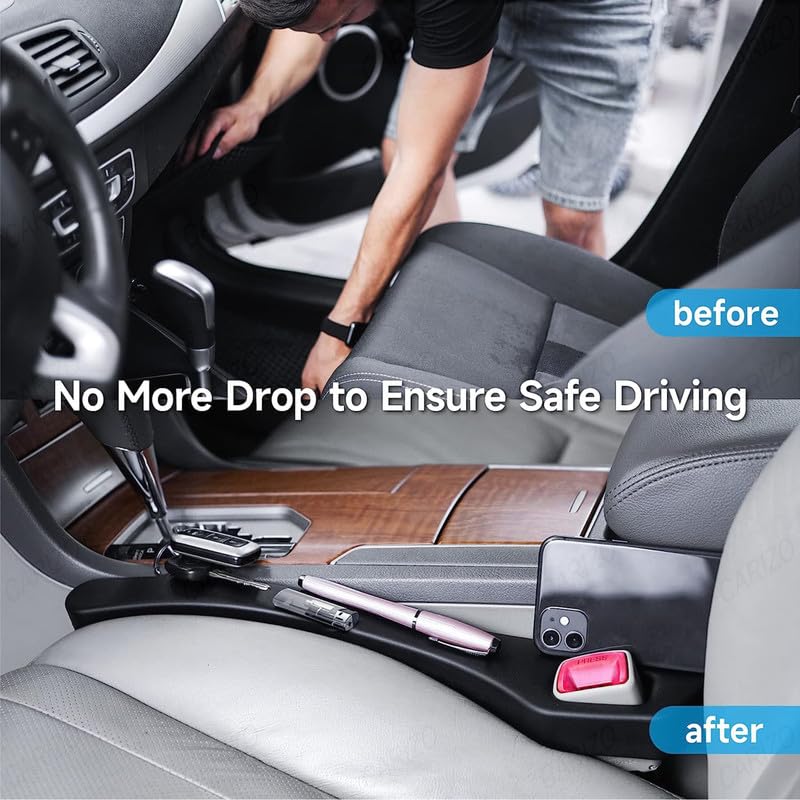 CARIZO Car Seat Side Gap Filler Black, Car Seat Gap Plug Strip Filler Prevent Things from Dropping (Pack of 2) Compatible with Kia Seltos - Image 5