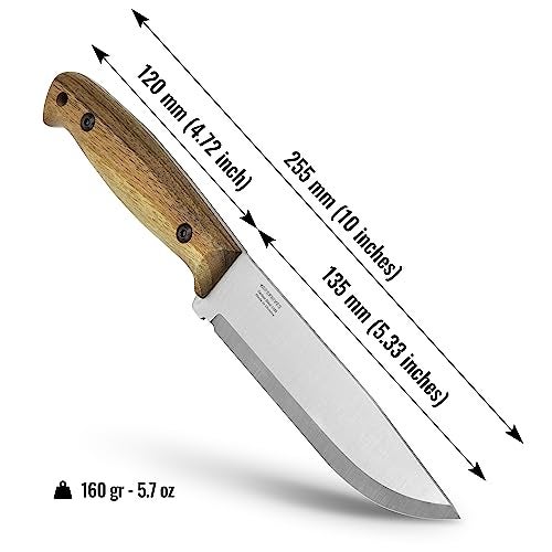 BPSKNIVES Adventurer - Bushcraft Knife - Fixed-Blade Carbon Steel Knife with Leather Sheath and Firestarter - Outdoor Full Tang Knives - Camping Knives - Survival Tactical Camp Knives - Image 5