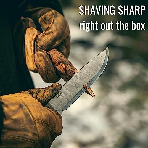 BPSKNIVES Adventurer - Bushcraft Knife - Fixed-Blade Carbon Steel Knife with Leather Sheath and Firestarter - Outdoor Full Tang Knives - Camping Knives - Survival Tactical Camp Knives - Image 3