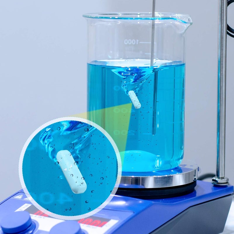 ويووداي مجموعة أعواد التحريك المغناطيسية من مكونة من 8 قطع، مصنوعة من مادة PTFE، باللون الأبيض، تُستخدم في المختبرات. تشمل: عود تحريك ومغناطيس لوحة التحريك (بطول 1 بوصة). - Image 4