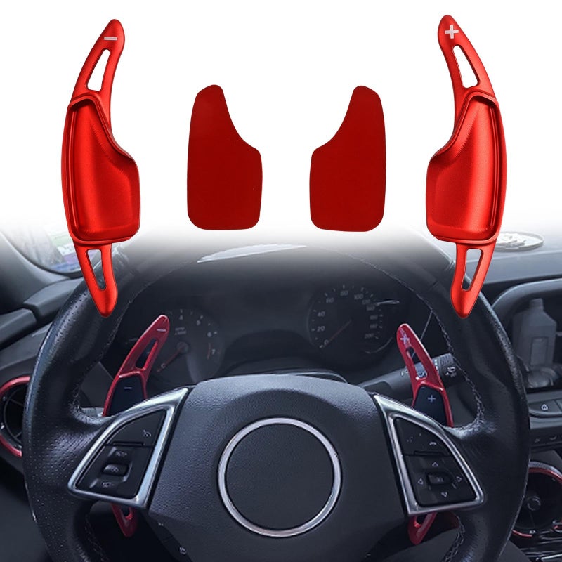 Interior Accessories Steering Wheel Shift Paddle Shifter Extensions Aluminum Red Fits for 20162022 Chevy Camaro 20142019 Chevy C7 Corvette 2Pcs