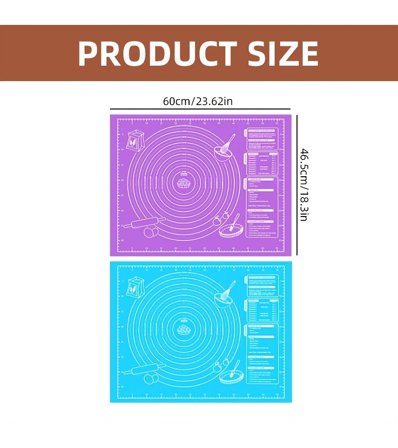 Purple Nonstick EVA Baking Mat Anti Slip Heat Resistant Dough Rolling Tool Large - Image 3