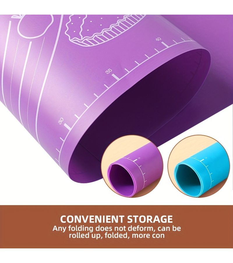 Purple Nonstick EVA Baking Mat Anti Slip Heat Resistant Dough Rolling Tool Large - Image 2