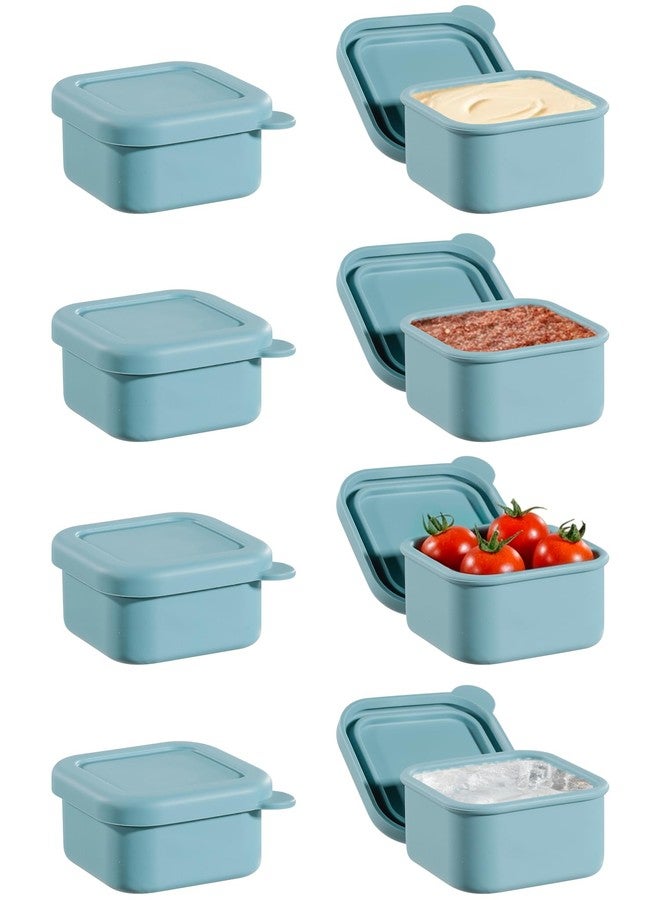 Duseu 8PCS 1/2 Cup Silicone Freezer Molds with Lid, Silicone Freezer Trays for Meal Prep, 1.7 x 2.95 x 2.95 inch Small Portion Containers for Soup, Sauces, Stews, Snack (Slate Gray) - Image 1