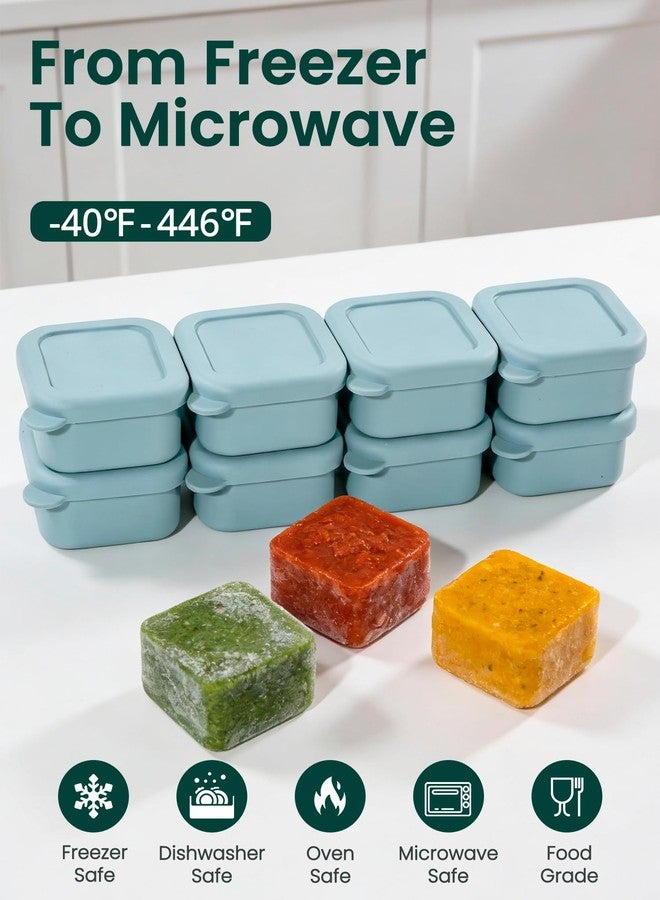 Duseu 8PCS 1/2 Cup Silicone Freezer Molds with Lid, Silicone Freezer Trays for Meal Prep, 1.7 x 2.95 x 2.95 inch Small Portion Containers for Soup, Sauces, Stews, Snack (Slate Gray) - Image 3