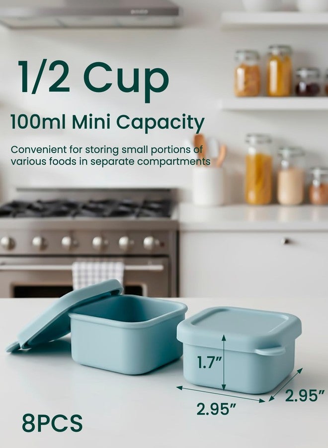 Duseu 8PCS 1/2 Cup Silicone Freezer Molds with Lid, Silicone Freezer Trays for Meal Prep, 1.7 x 2.95 x 2.95 inch Small Portion Containers for Soup, Sauces, Stews, Snack (Slate Gray) - Image 2