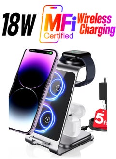 Wireless Charger 3 In 1 For Apple Devices 18W Charging Station Stand Dock