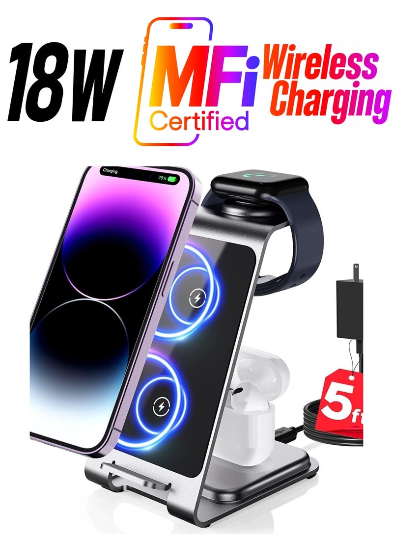 Generic - Wireless Charger 3 In 1 For Apple Devices 18W Charging Station Stand Dock - Image 1