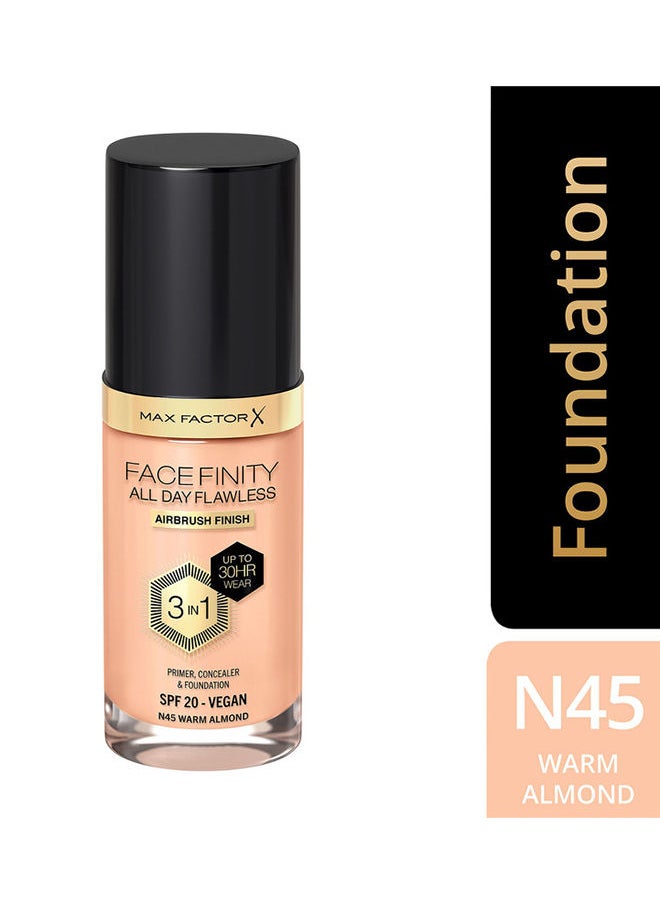 Max Factor - Facefinity All Day Flawless Foundation - N45 Warm Almond - Image 1