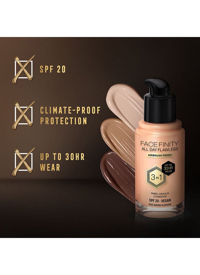 Max Factor - Facefinity All Day Flawless Foundation - N45 Warm Almond - Image 1