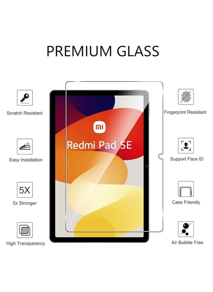 Fankalo واقي شاشة لهاتف Xiaomi Redmi Pad SE مقاس 11 بوصة، واقي شاشة من الزجاج المقوى بقوة 9H، حافظة مضادة للخدش بحافة 2.5D فائقة الوضوح  - Image 2
