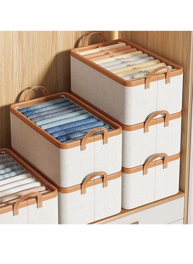 Beauenty 2 Pack Closet Storage Bins, Foldable Fabric Wardrobe Clothes Organizer with Sturdy Handles, 35L Large Capacity Storage Baskets for Shelves, Metal Frame Storage Boxes For Storing Clothes and Toy  - Image 1