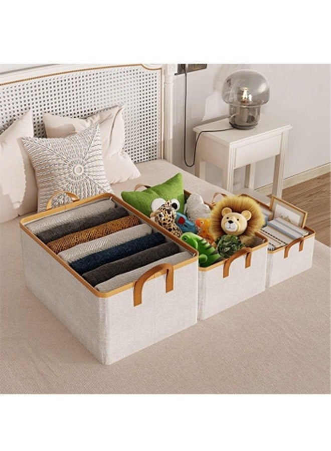 Beauenty 2 Pack Closet Storage Bins, Foldable Fabric Wardrobe Clothes Organizer with Sturdy Handles, 35L Large Capacity Storage Baskets for Shelves, Metal Frame Storage Boxes For Storing Clothes and Toy  - Image 4