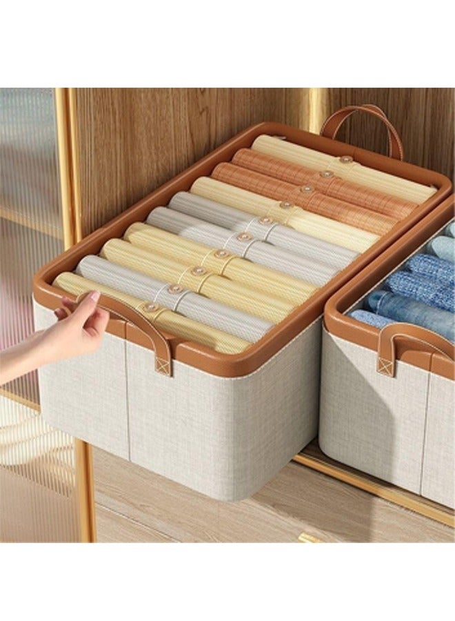 Beauenty 2 Pack Closet Storage Bins, Foldable Fabric Wardrobe Clothes Organizer with Sturdy Handles, 35L Large Capacity Storage Baskets for Shelves, Metal Frame Storage Boxes For Storing Clothes and Toy  - Image 2