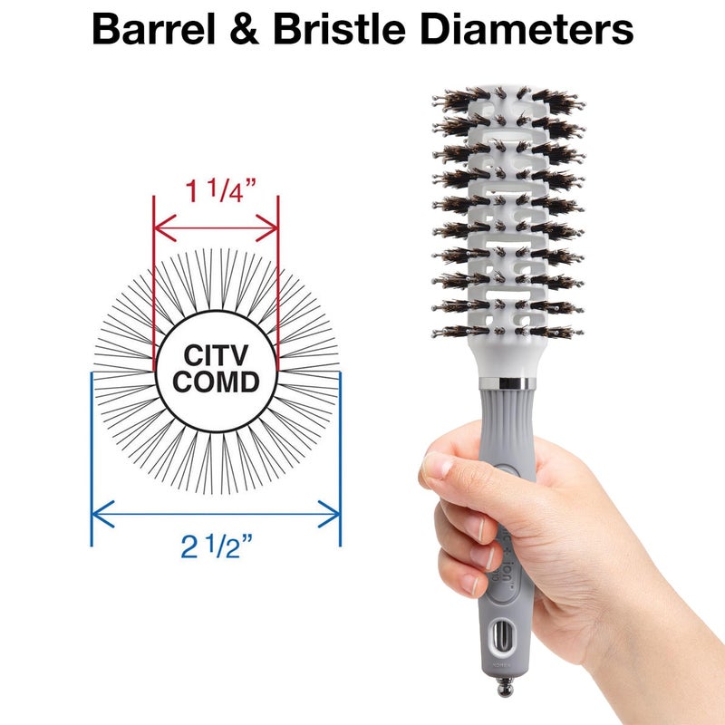 Olivia Garden Ceramic + Ion Turbo Vent Combo Hair Brush (ionic & 100% boar bristles) CITV-COMD (Medium 2 1/2") - Image 1