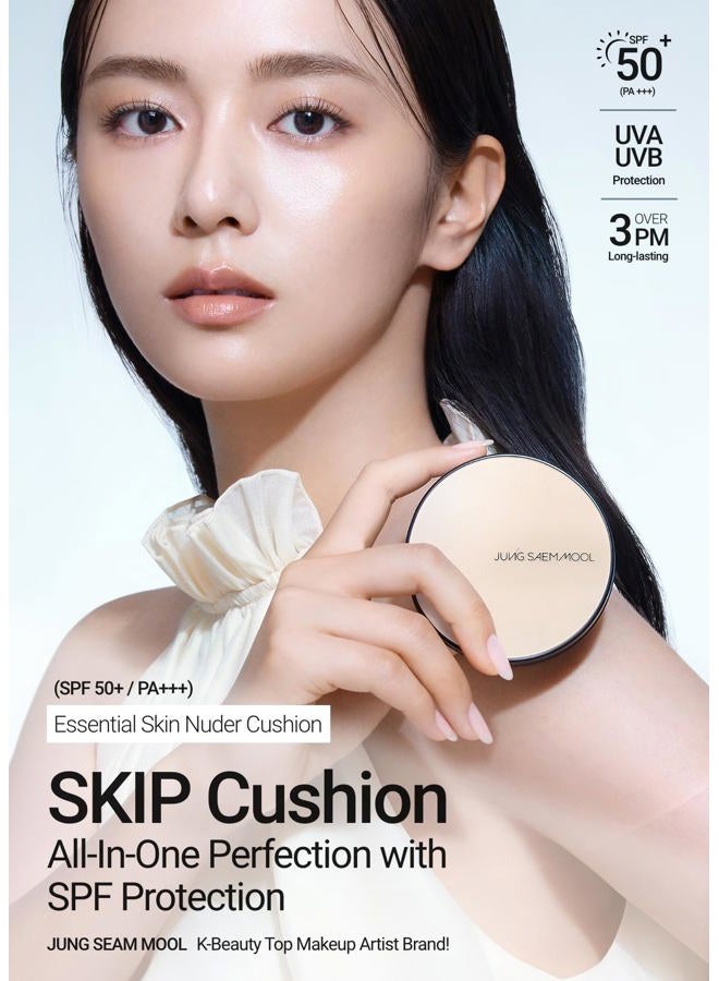 JUNG SAEM MOOL [JUNGSAEMMOOL OFFICIAL] Essential Skin Nuder Cushion (Medium) | Refill not Included | Foundation Makeup | Natural Finish | Buildable Coverage | Korean Makeup Artist Brand | Cream Foundation  - Image 2