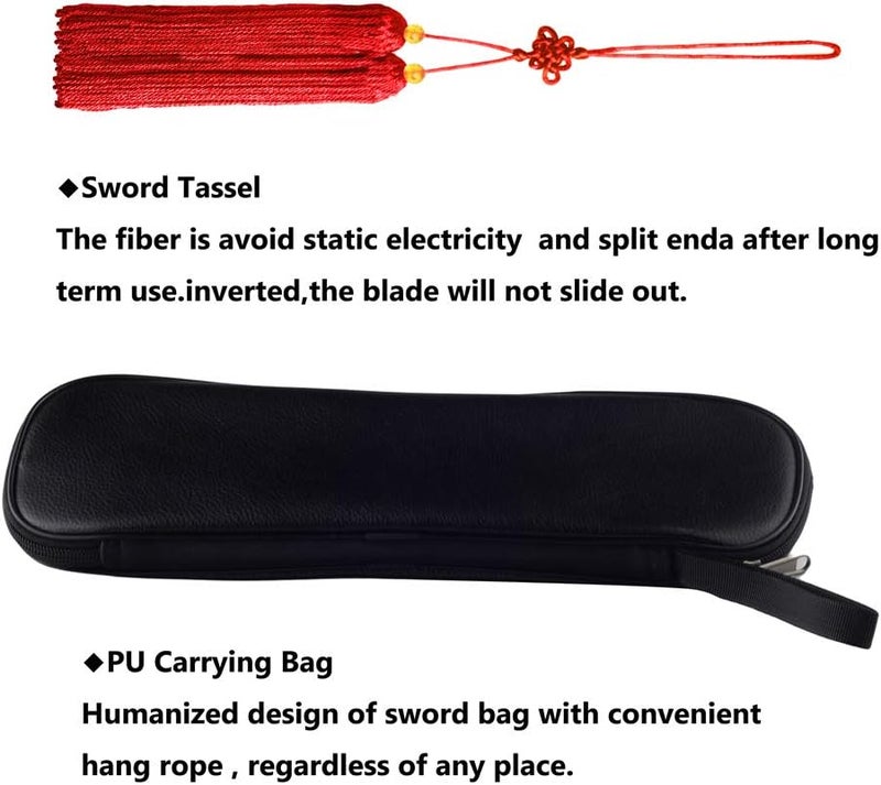 PHYSKOW Premium Extendable Chinese Taichi Sword with Free Luxury Red Sword Tassel and PU Leather Bag - Image 5